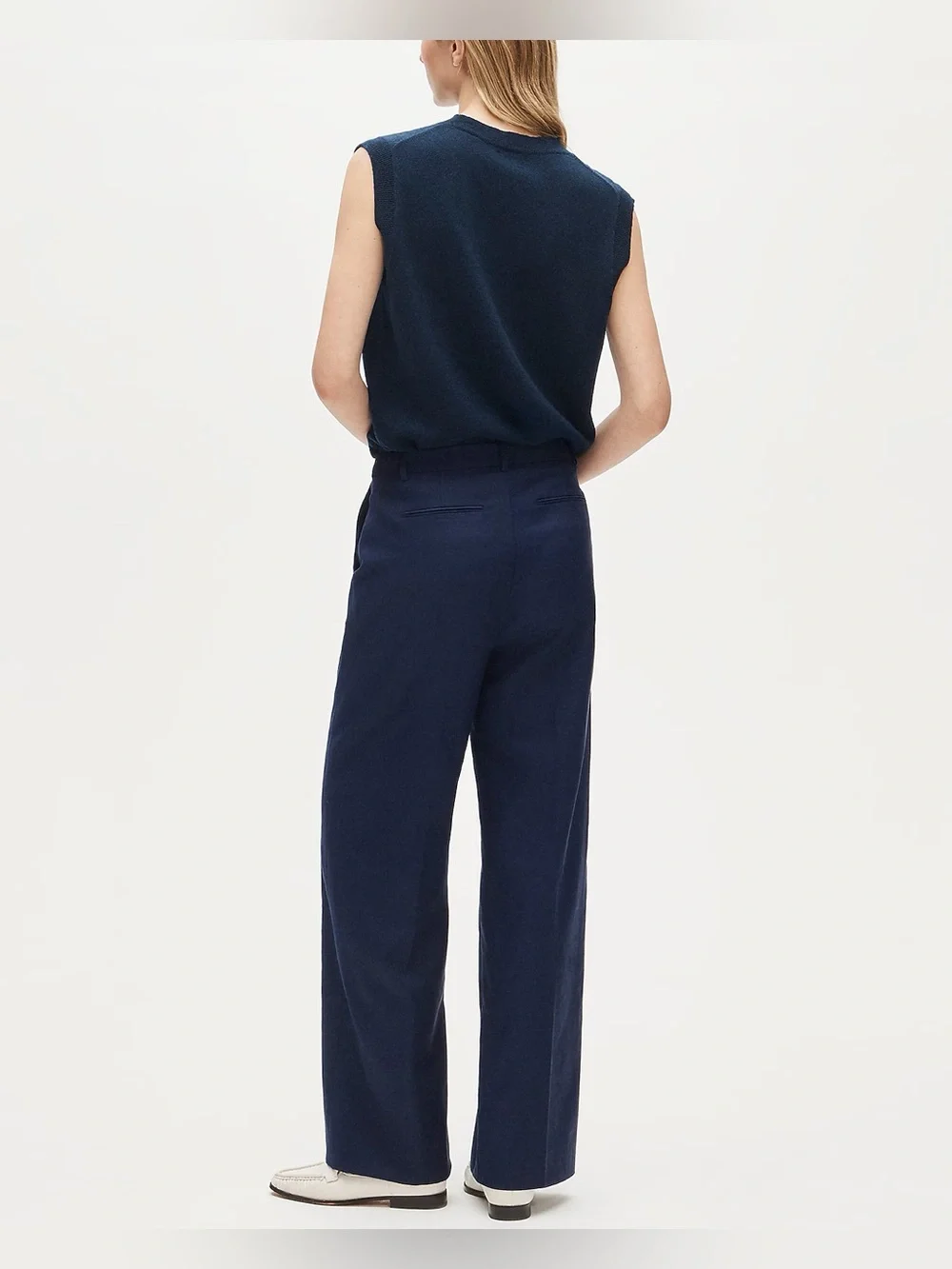 J.Crew Essential wide-leg pant in Gramercy linen blend in dark ink